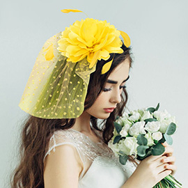 Flower Feather Veil Fascinator / Headband