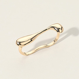 SECRET BOX_14K Gold Dipped Abstract Bar Two Finger Ring