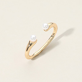 SECRET BOX_14K Gold Dipped Pearl Tip Two Finger Ring