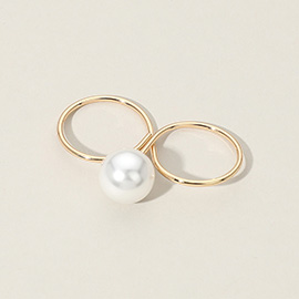 SECRET BOX_14K Gold Dipped Pearl Accented Two Finger Ring