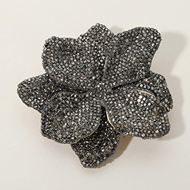 Stone Paved Flower Pin Brooch / Alligator Snap Hair Clip