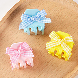 3PCS - Checkered Printed Bow Point Hair Claw Clips