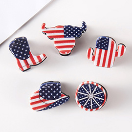 5PCS - Western American USA Flag Printed Hair Claw Clips