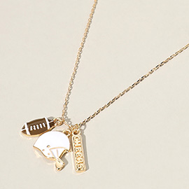 Cheers Message Enamel Football Pendant Necklace