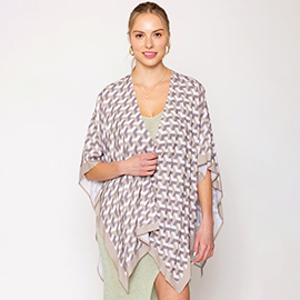 Geometric Pattern Print Ruana Poncho