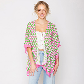 Geometric Pattern Print Ruana Poncho