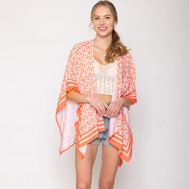 Geometric Pattern Print Ruana Poncho