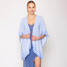 Geometric Pattern Print Ruana Poncho