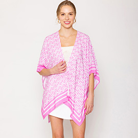 Geometric Pattern Print Ruana Poncho