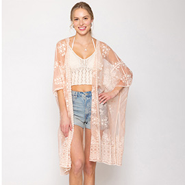 Flower Lace Kimono Poncho