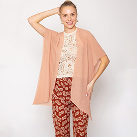 Solid Chiffon Ruana Poncho