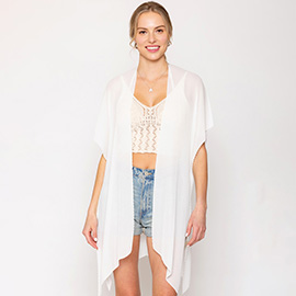 Solid Chiffon Ruana Poncho