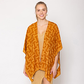 Geometric Print Ruana Poncho