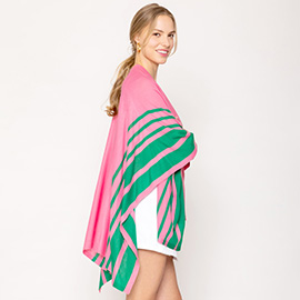 Two Tone Border Ruana Poncho