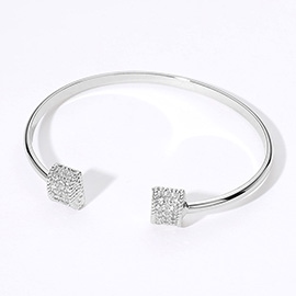 CZ Stone Paved Square Tip Cuff Bracelet