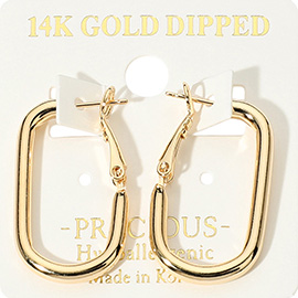 14K Gold Dipped Hypoallergenic Rectangle Hoop Earrings