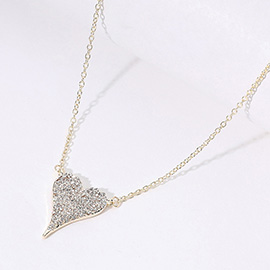 Stone Paved Heart Pendant Necklace