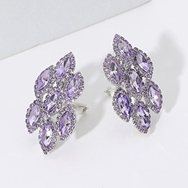 Marquise Stone Embellished Clip On Earrings