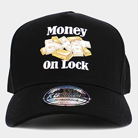 MONEY ON LOCK Message Embroidered Baseball Cap