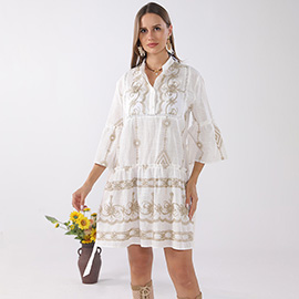 Boho Embroidered Tunic Dress