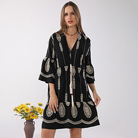 Boho Embroidered Tunic Summer Dress