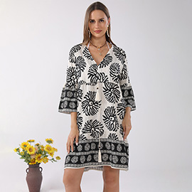 Bohemian Printed V-Neck Tunic Summer Dress