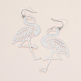 Metal Filigree Flamingo Dangle Earrings