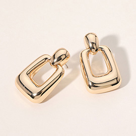 Chunky Metal Rectangle Doorknocker Earrings