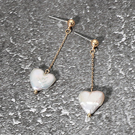 Heart Freshwater Pearl Dropdown Earrings