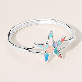 Sea Glass Enamel Starfish Pointed Stretch Bracelet