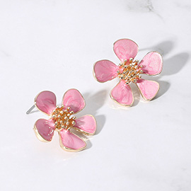 Enamel Flower Stud Earrings