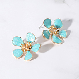 Enamel Flower Stud Earrings