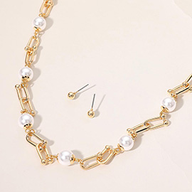 Pearl Metal Industrial Chain Link Necklace