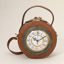 Vintage Clock Handbag / Crossbody Bag