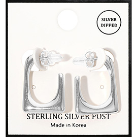 Silver Dipped Square Hoop Earrings