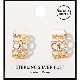 18K Gold Dipped Abstract Half Mini Hoop Earrings