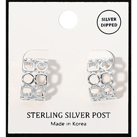 Silver Dipped Abstract Half Mini Hoop Earrings