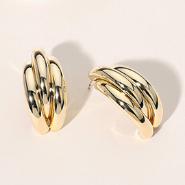 18K Gold Dipped Triple Curved Earrings