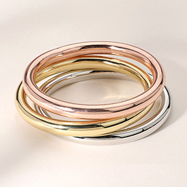 3PCS - Metal Stackable Bangle Bracelets