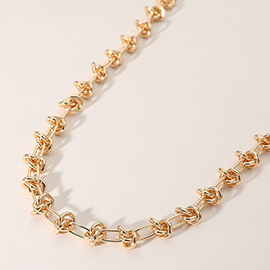 18K Gold Dipped Knot Link Chain Necklace