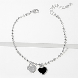 Double Heart Charm Bubble Chain Bracelet