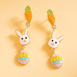 Enamel Easter Bunny Egg Carrot Link Dropdown Earrings