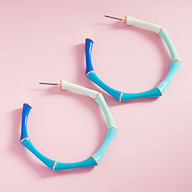 Enamel Bamboo Hoop Earrings