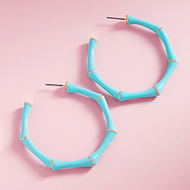 Enamel Bamboo Hoop Earrings