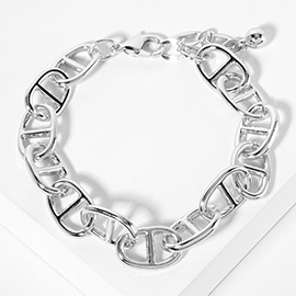 White Gold Dipped Chunky Mariner Link Chain Bracelet