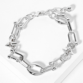 White Gold Dipped Chunky Industrial Link Chain Bracelet