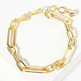 Gold Dipped Long Paperclip Chain Bracelet