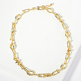 Gold Dipped Abstract Industrial Chain Necklace