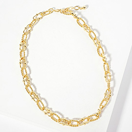 Gold Dipped Textured Industrial Chain Necklace