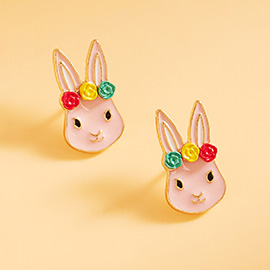 Enamel Easter Bunny Stud Earrings